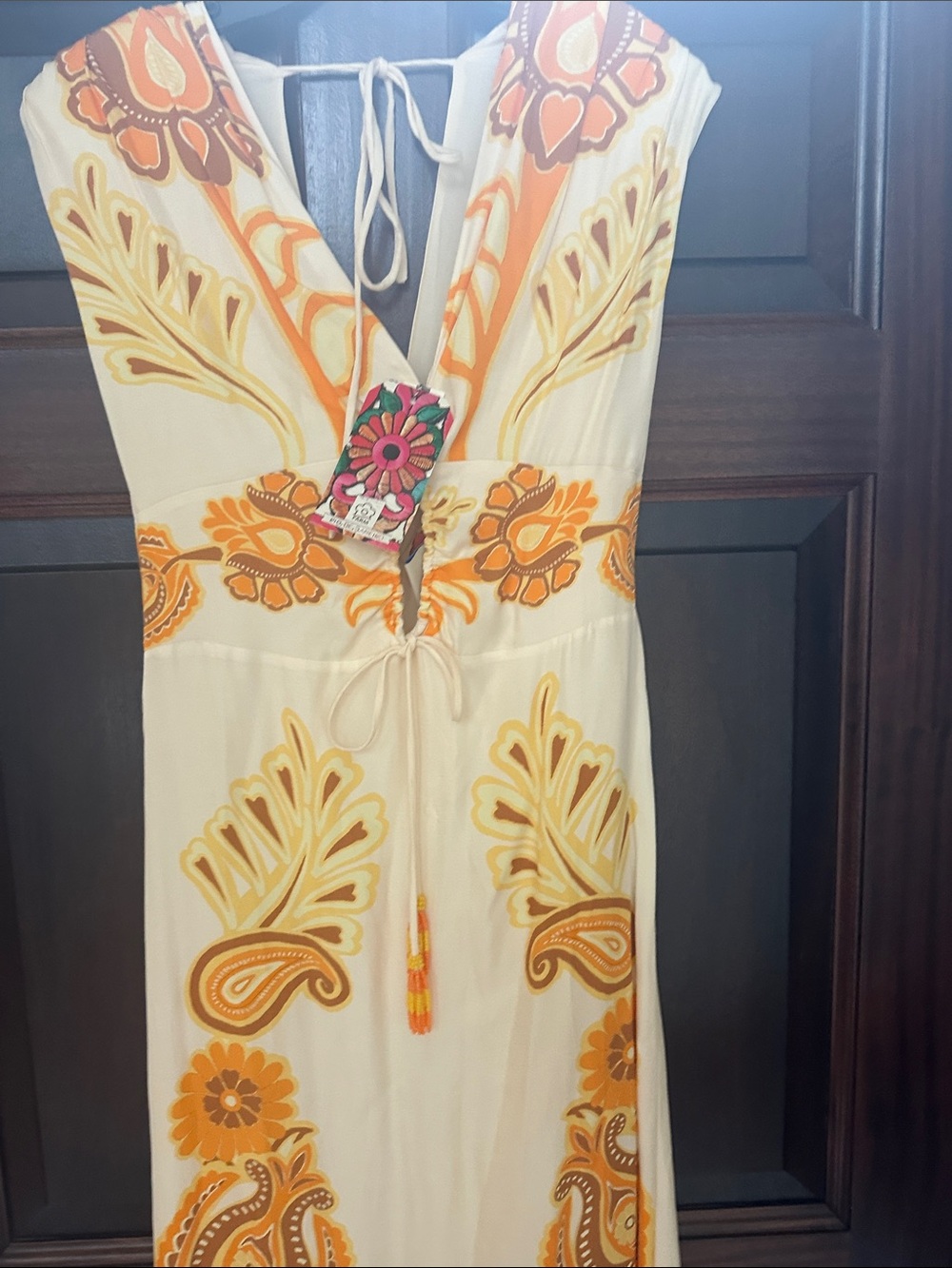 FARM Rio White and Yellow Paisley Tie-Front Maxi Dress NWT - Picture 5 of 6